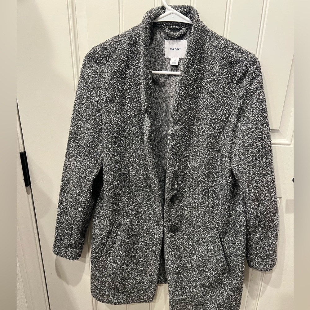 Old Navy XS Gray Heathered Jacket Blazer Cozy Open-Front Design - Picture 8 of 10